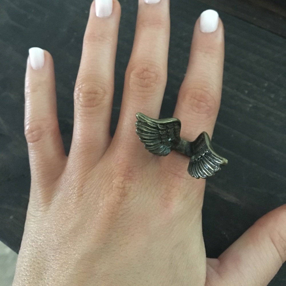 Vintage bronze wings ring.